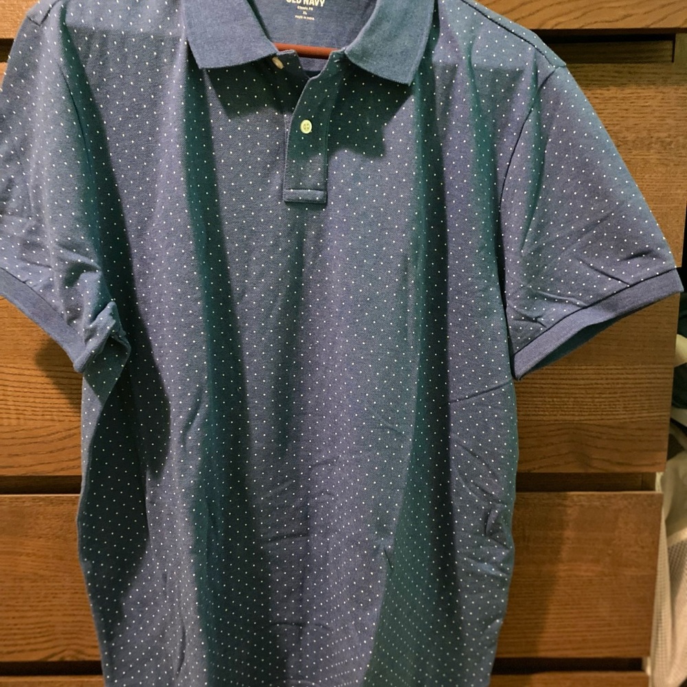 Old Navy Men's Blue Mini Polka Dot Polo Shirt Classic Fit XL